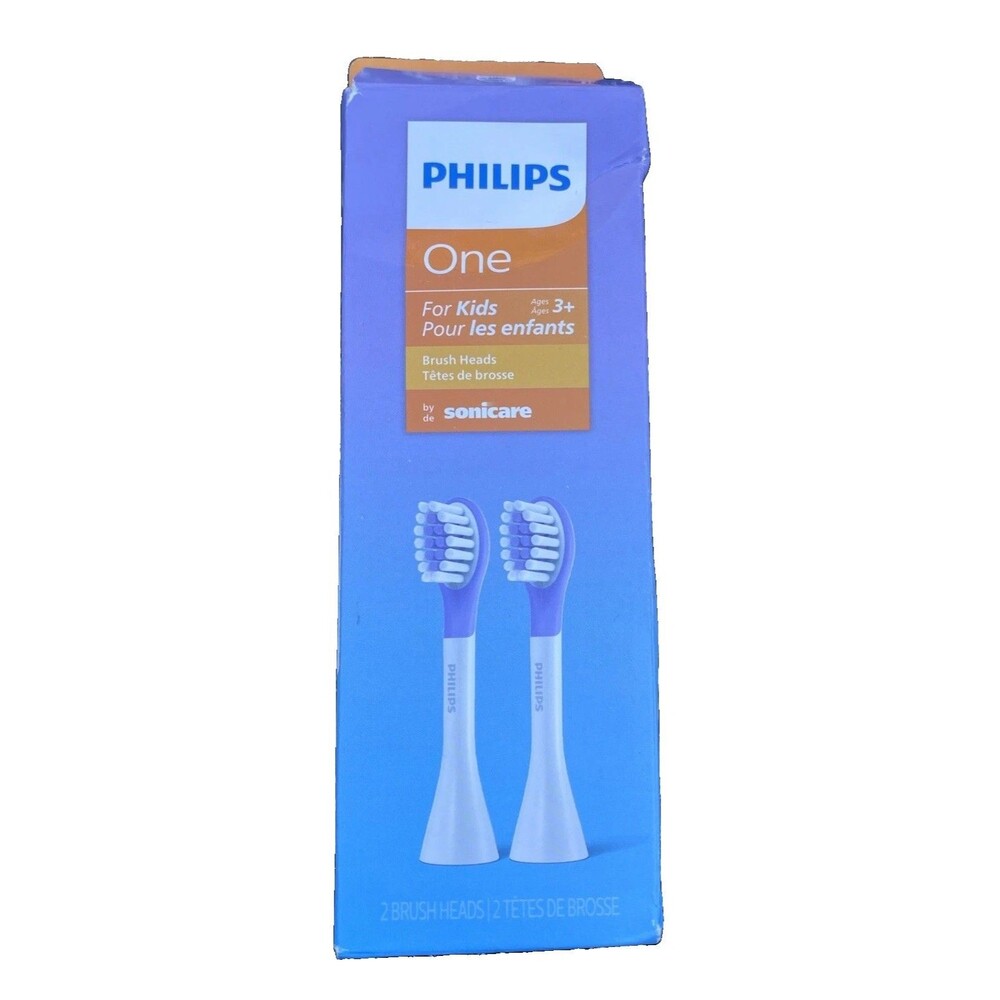 Philips One For Kids 3+ by Sonicare (2) Replacement Brush Heads Purple
